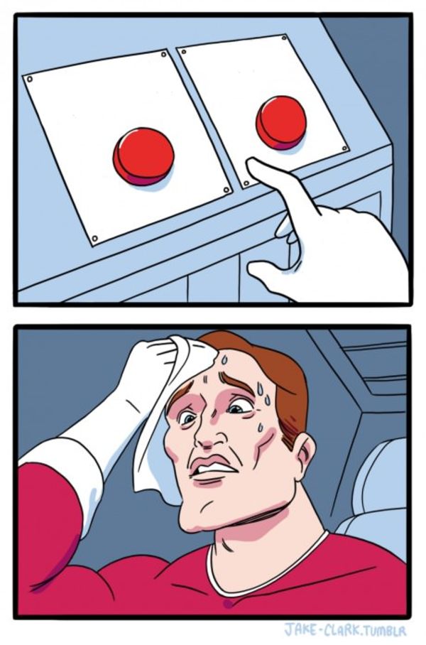 Two Buttons meme about IZIMINI