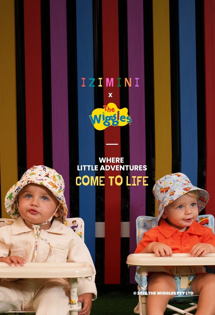 IZIMINI x The Wiggles poster with two babies in hats