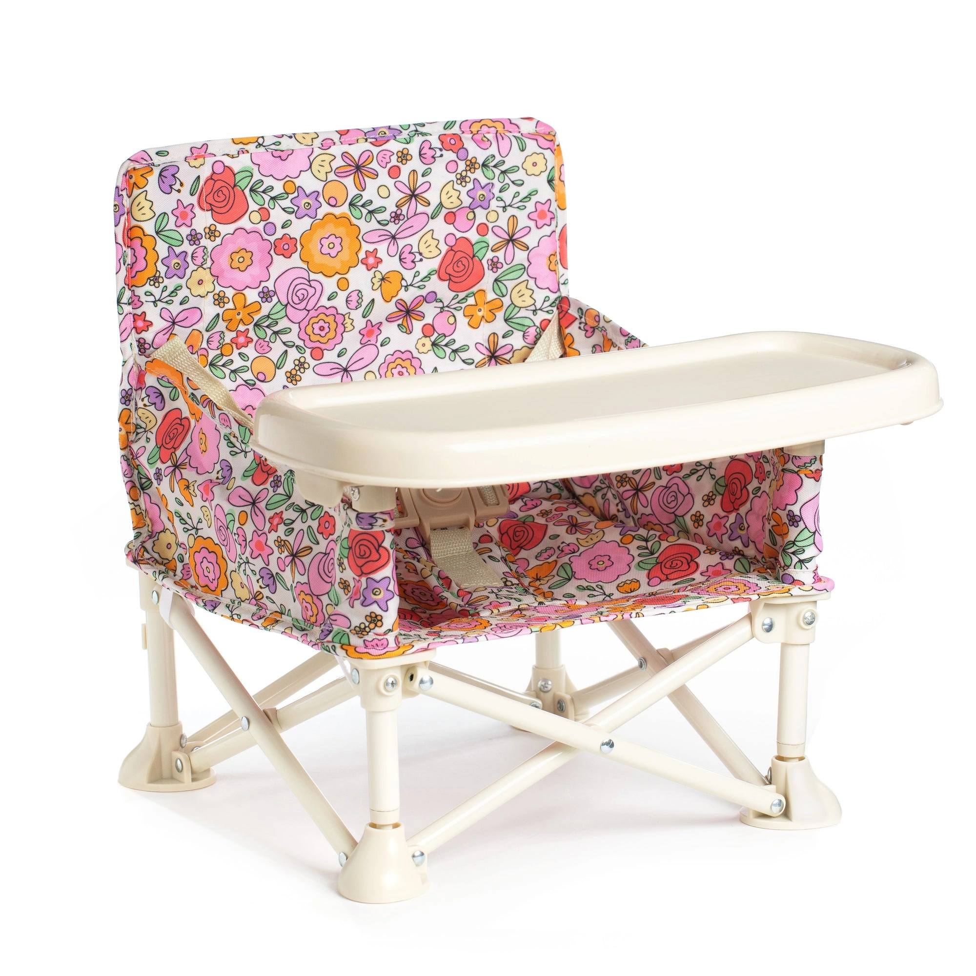 Paloma baby chair V2 with floral print and cream tray